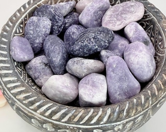 Lepidolite crystal tumble stone, small to medium