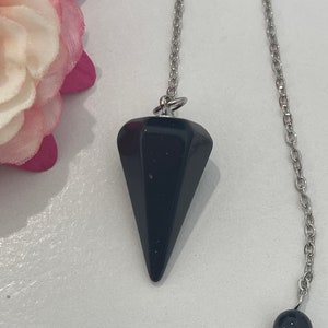 Black Obsiduan Crystal Pendulum, Answers, Healing, Divinity image 1