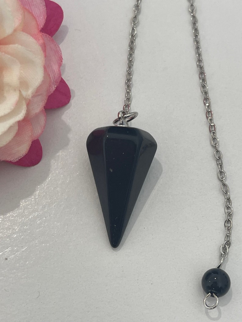 Black Obsiduan Crystal Pendulum, Answers, Healing, Divinity image 1