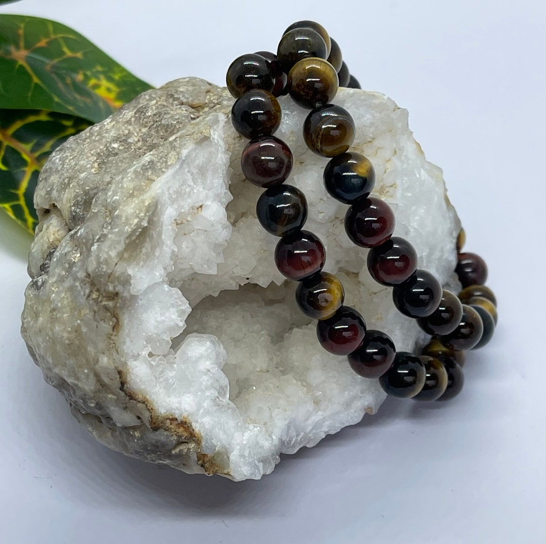 Mixed Yellow and Red Tigers Eye Crystal Bead Bracelet Etsy