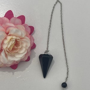 Black Obsiduan Crystal Pendulum, Answers, Healing, Divinity image 2