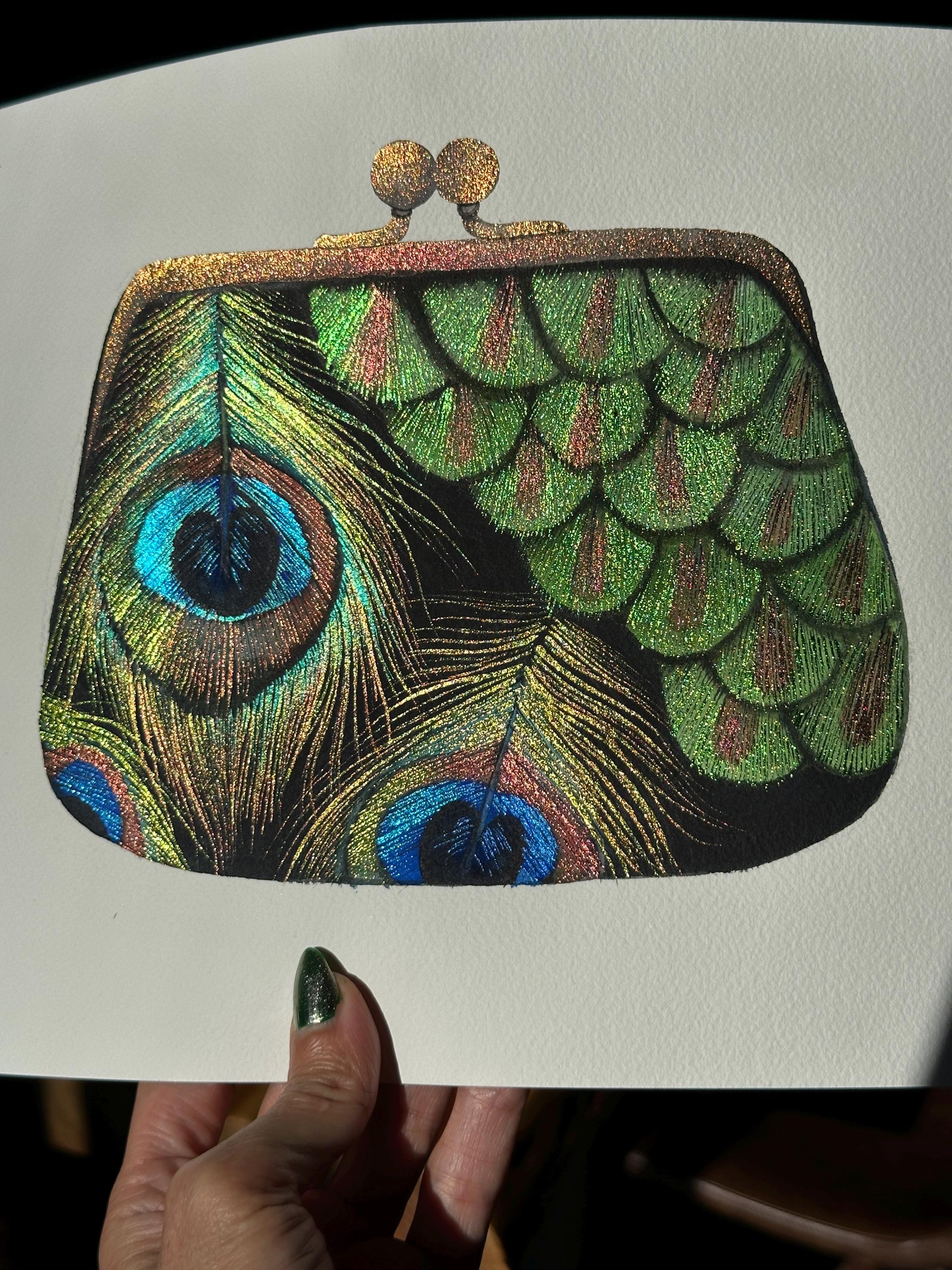 Peacock Feather Floral Pattern Print Premium Backpack