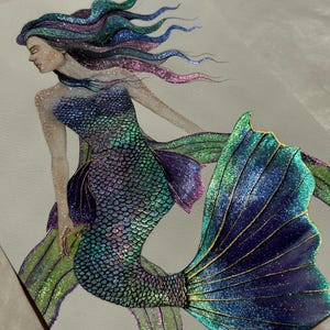 Iridescent Mermaid – Metallic Watercolor Fantasy Art (Original Painting, Not a Print)