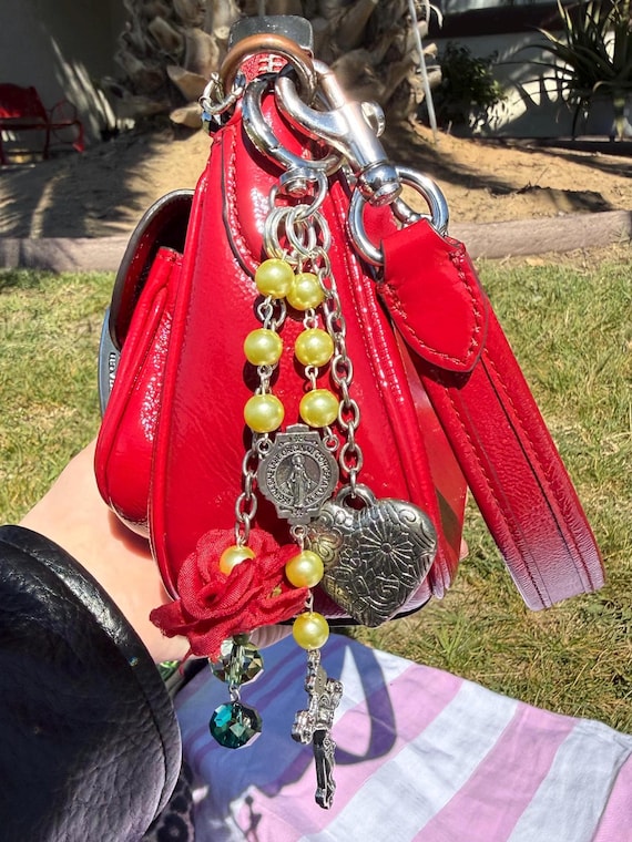 Yellow Rose Bag Charm - Etsy