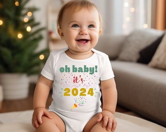 Oh Baby! It's 2024 Onesie®, Baby Bodysuit, New Year's Day Baby, Holiday Baby Clothes, Cute Newborn Onesie®, Christmas Baby, For New Bab