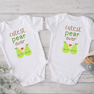 Cutest Pear Ever Onesie®, Cute Twins Onesie®, Twins Baby Bodysuit, Newborn Twins Gift, Baby Shower Gift, For Twin Baby Girls, Twin Baby Boys