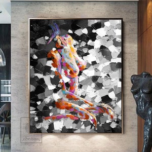 Naked Woman Impasto Painting Large Abstract Wall Decor Black And White Abstract Wall Art Female Contemporary Painting On Canvas Luxury Art