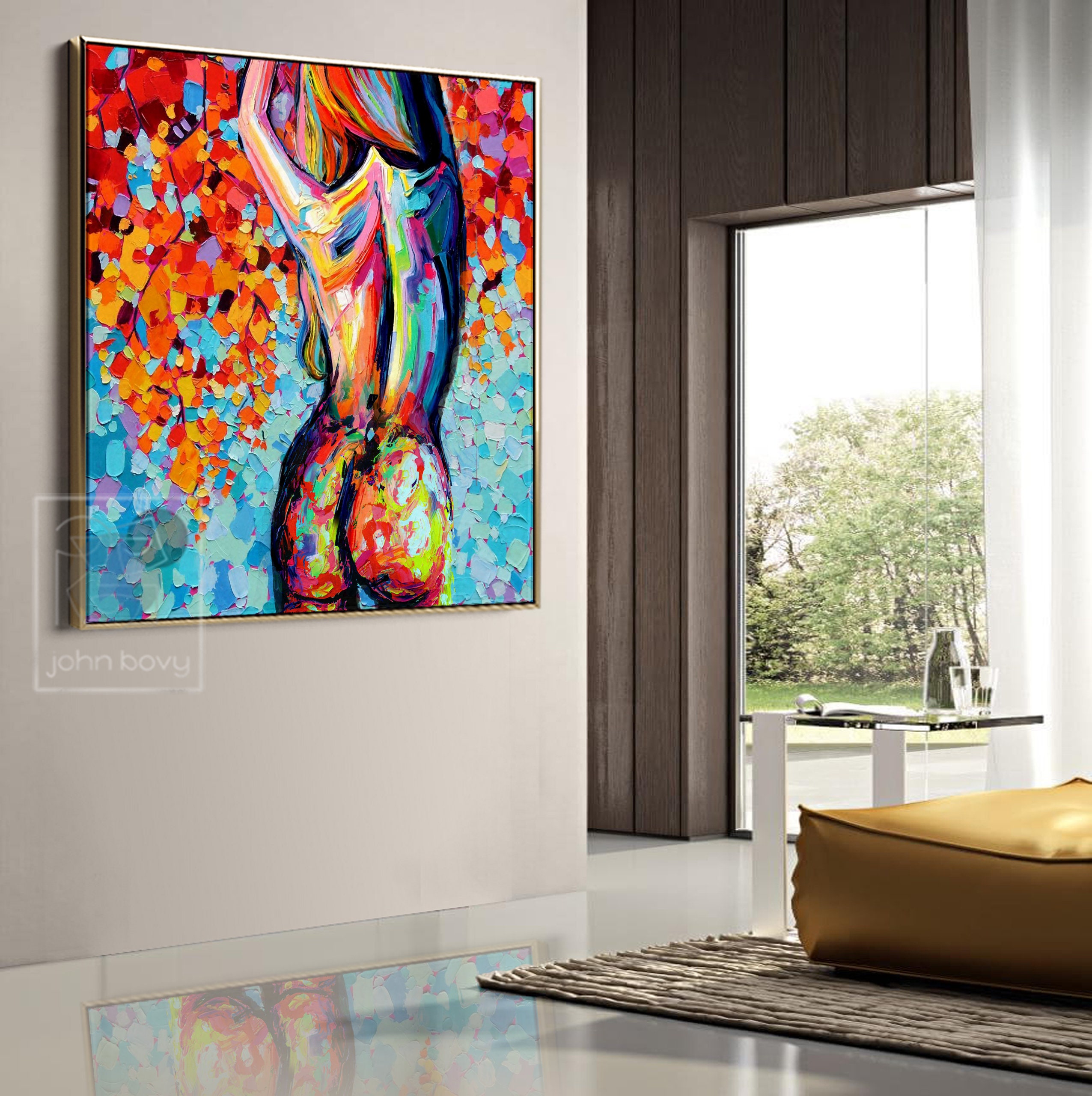 Mujer Pintura Er tica Desnudo Original Arte Mural Colorido Etsy M xico