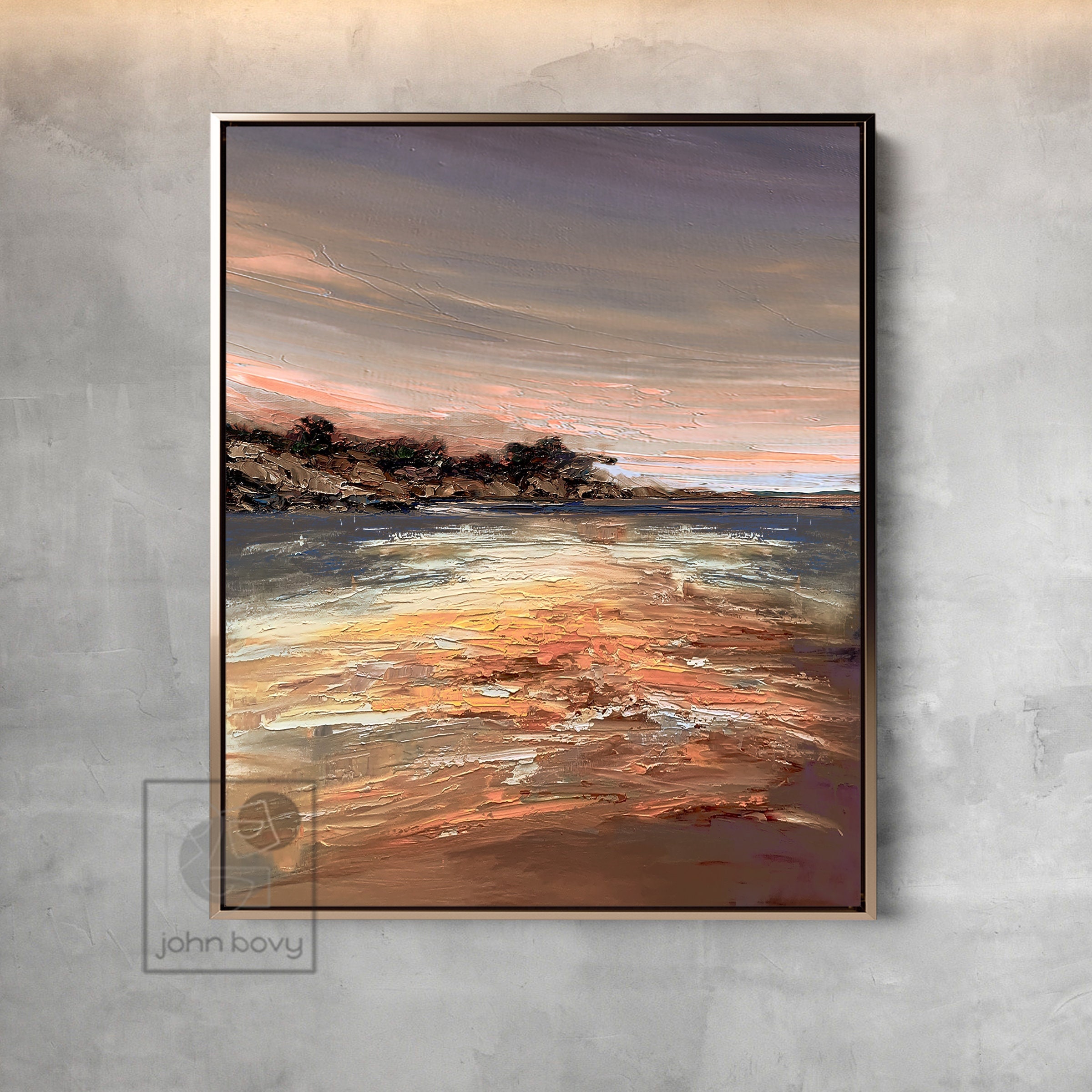 Large Beach Painting Acrylic Sunset Impasto Art Beach Abstract Seascape ...
