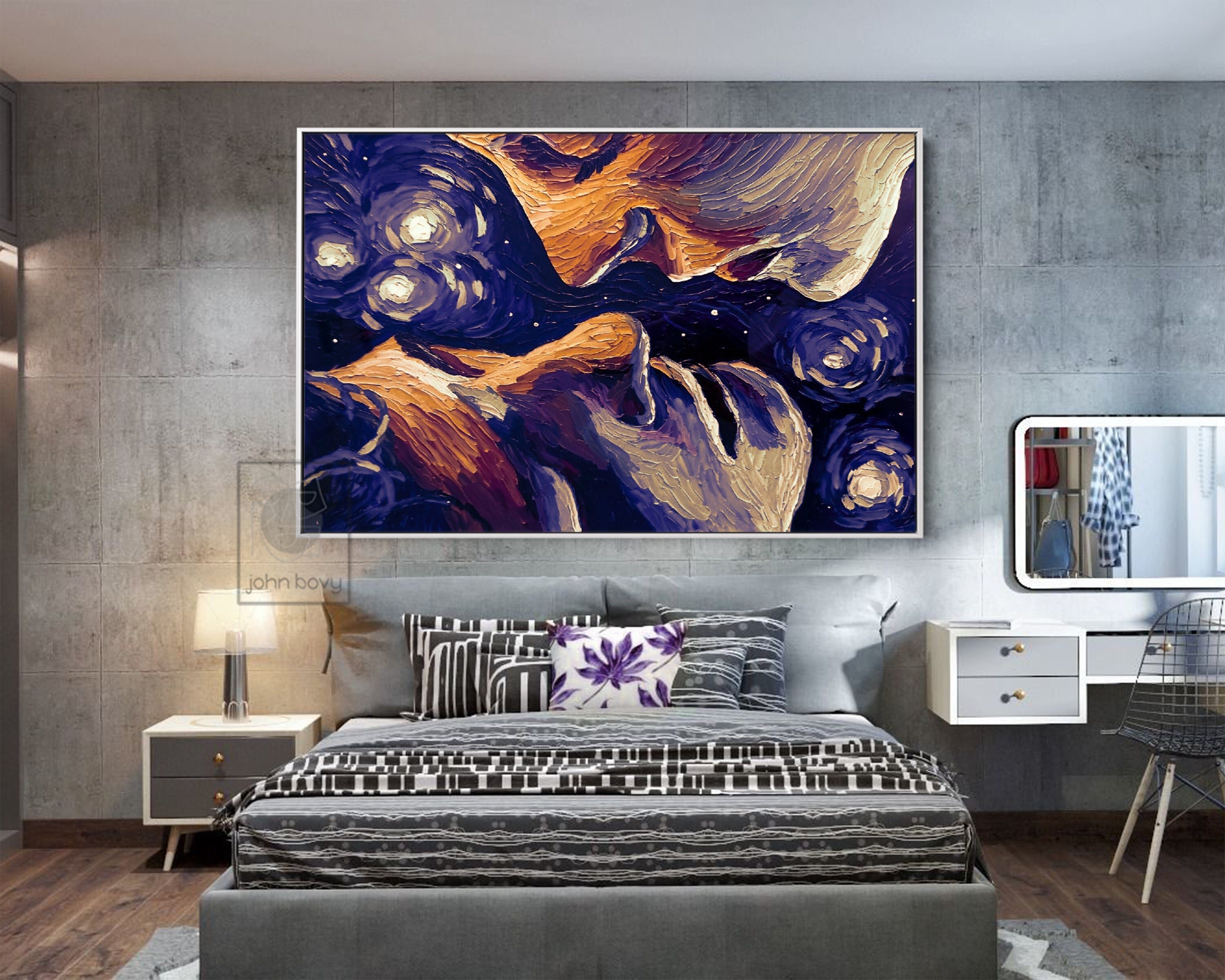 Love Couple Painting Original Art Romantic Bedroom Wall Decor - Etsy