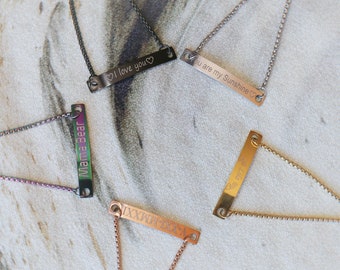 Personalized Motto Engrave Bracelet chain for Couple Long Distance Relationship Him/Her Birthday Christmas Anniversary Gift