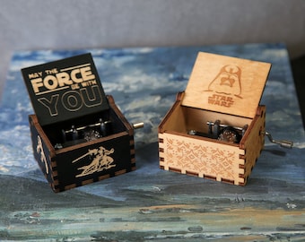 Star War Best Gift Handmade Antique Wooden Engraved Personalize Vintage Music Box For He She