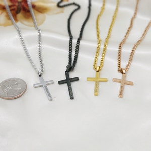 Personalized Cross Pendant Necklace: Engraved Stainless Steel Christian Gift
