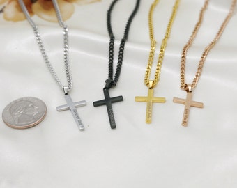 Cross Pendant Necklace Personalized Customized Engrave Motto Christian Couple Relationship Motivate Gift for mother father Baby Shower