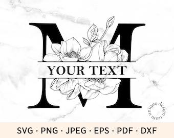 Flower Split Letter M, Personal Floral Letter SVG, Monogram Font, Instant Download, Font file, Commercial Use Svg files, Sublimation Letter