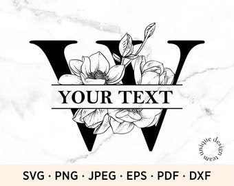 Flower Split Letter W, Personal Floral Letter SVG, Monogram Font, Instant Download, Font file, Commercial Use Svg files, Sublimation Letter