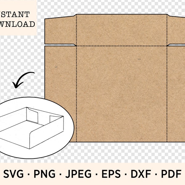 Box Template SVG, File Box SVG, Verpackung Box SVG, Box Vektor svg, png, pdf, Für Schneidemaschine, Sofortiger Download, Box Cutter Guide