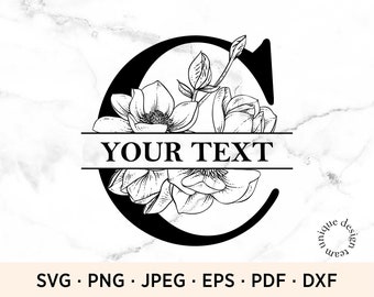 Flower Split Letter C, Personal Floral Letter SVG, Monogram Font, Instant Download, Font file, Commercial Use Svg files, Sublimation Letter