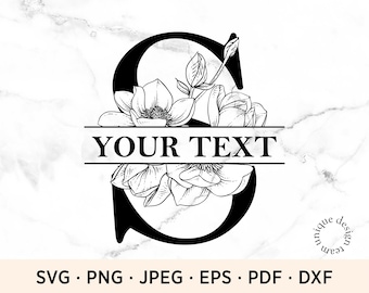 Flower Split Letter S, Personal Floral Letter SVG, Monogram Font, Instant Download, Font file, Commercial Use Svg files, Sublimation Letter