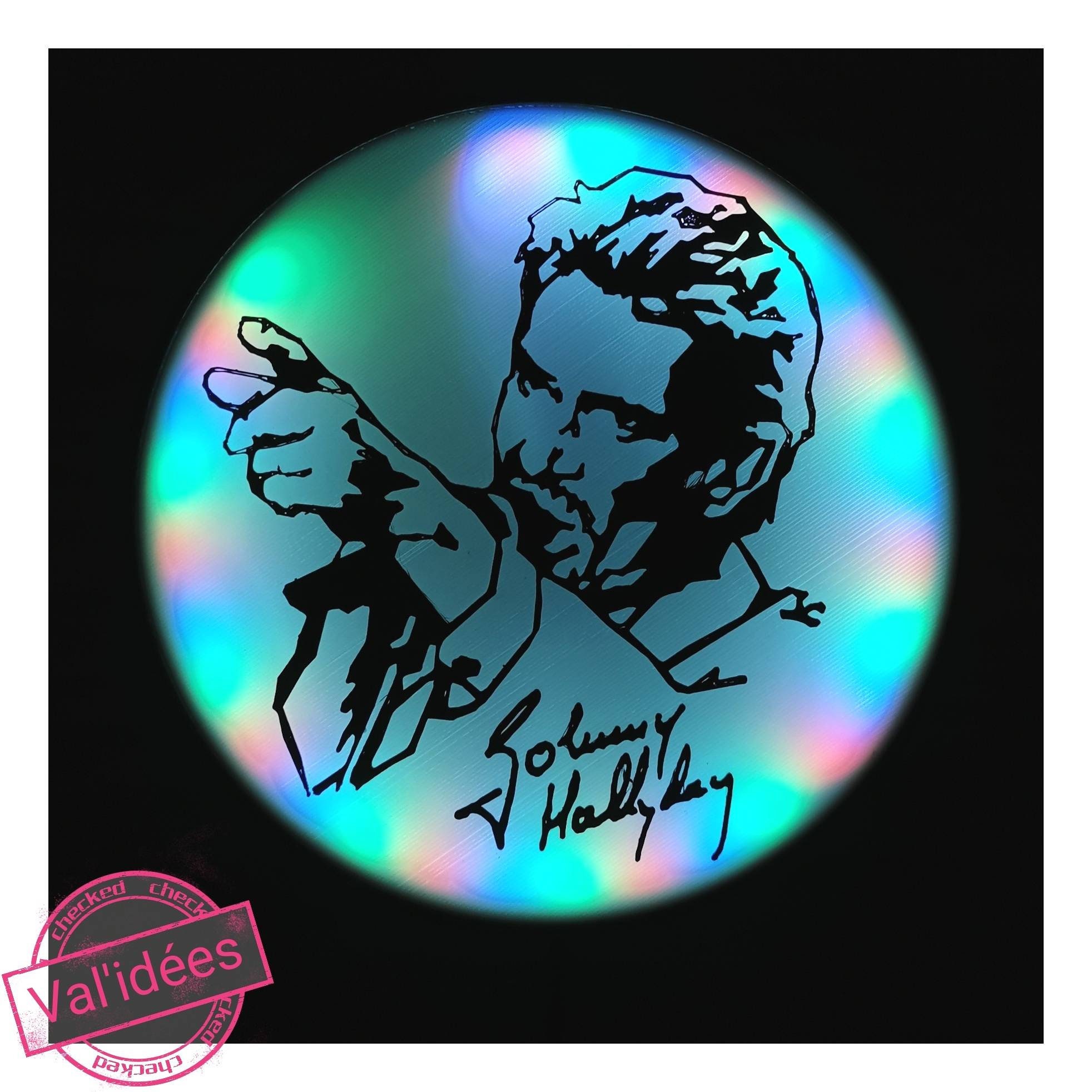 Lampe/Disque à Leds Poser ou Suspendre Johnny Hallyday.