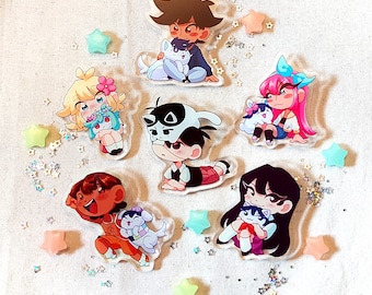 OMORI Holo Button Pins (1.5 Inch) - Sunny Aubrey Kel Hero Mari