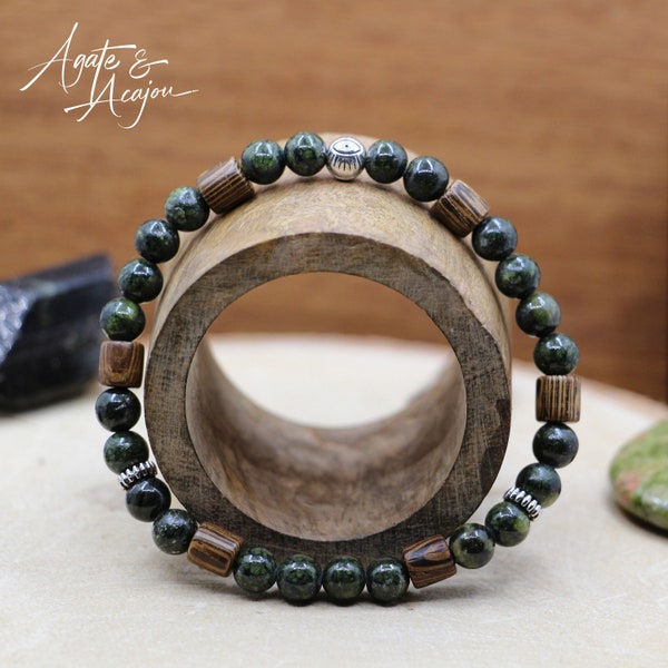 Bracelet en Serpentine et Bois de Wengé