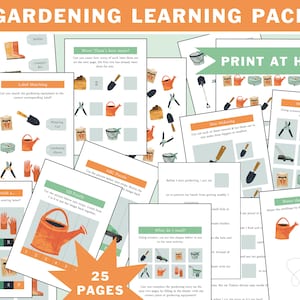 Feuilles de travail imprimables sur le thème du jardinage pour les enfants, pages de livre occupées, étude de l'unité de jardin, apprentissage préscolaire à domicile, imprimables pour l'enseignement à domicile
