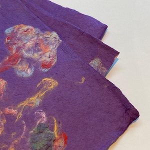 Handgemaakt moerbeipapier, handgeschept papier, moerbeipapier, blauw handgeschept papier, decoratief papier, ambachtelijk papier, kaartenmaakpapier
