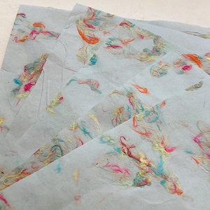Handgemaakt moerbeipapier, handgeschept papier, moerbeipapier, blauw handgeschept papier, decoratief papier, ambachtelijk papier, kaartenmaakpapier