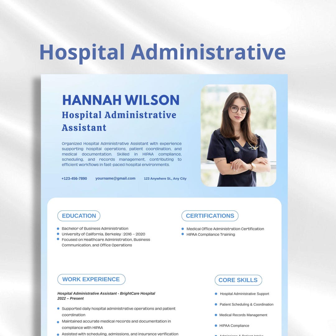 Hospital Administrative Assistant Resume - Etsy - Hospital Administrative Assistant
