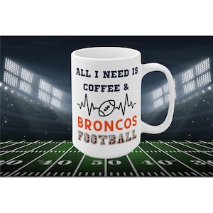 Broncos Football Coffee Mug: Denver Fan Gift, 15oz Ceramic