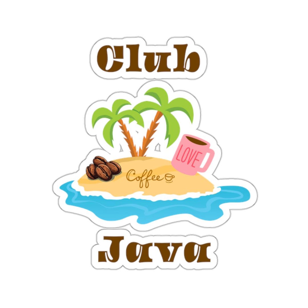 Club Java Tropical Coffee Vinyl Sticker: Palm Trees & Coffee Beans - Etsy