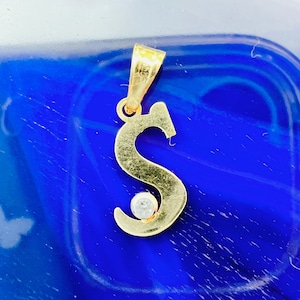 14K Gold Pendant. 14 carat Gold Charm. Monogram pendant. Real Gold 585 Pendant. Letter S golden pendant.