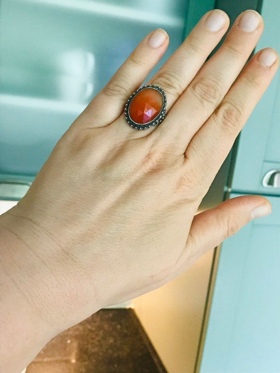 Bague en argent sterling avec pierres précieuses : bague de créateur en cristal naturel - France
