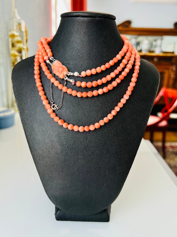Genuine Undyed Coral Beaded Necklace Two strands N