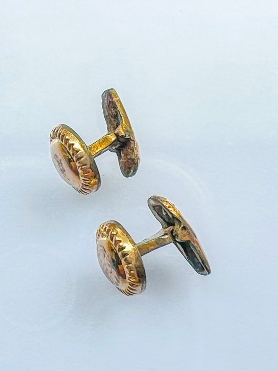 14K Gold Rolled Antique Cuffinks.  Lovely antique… - image 4