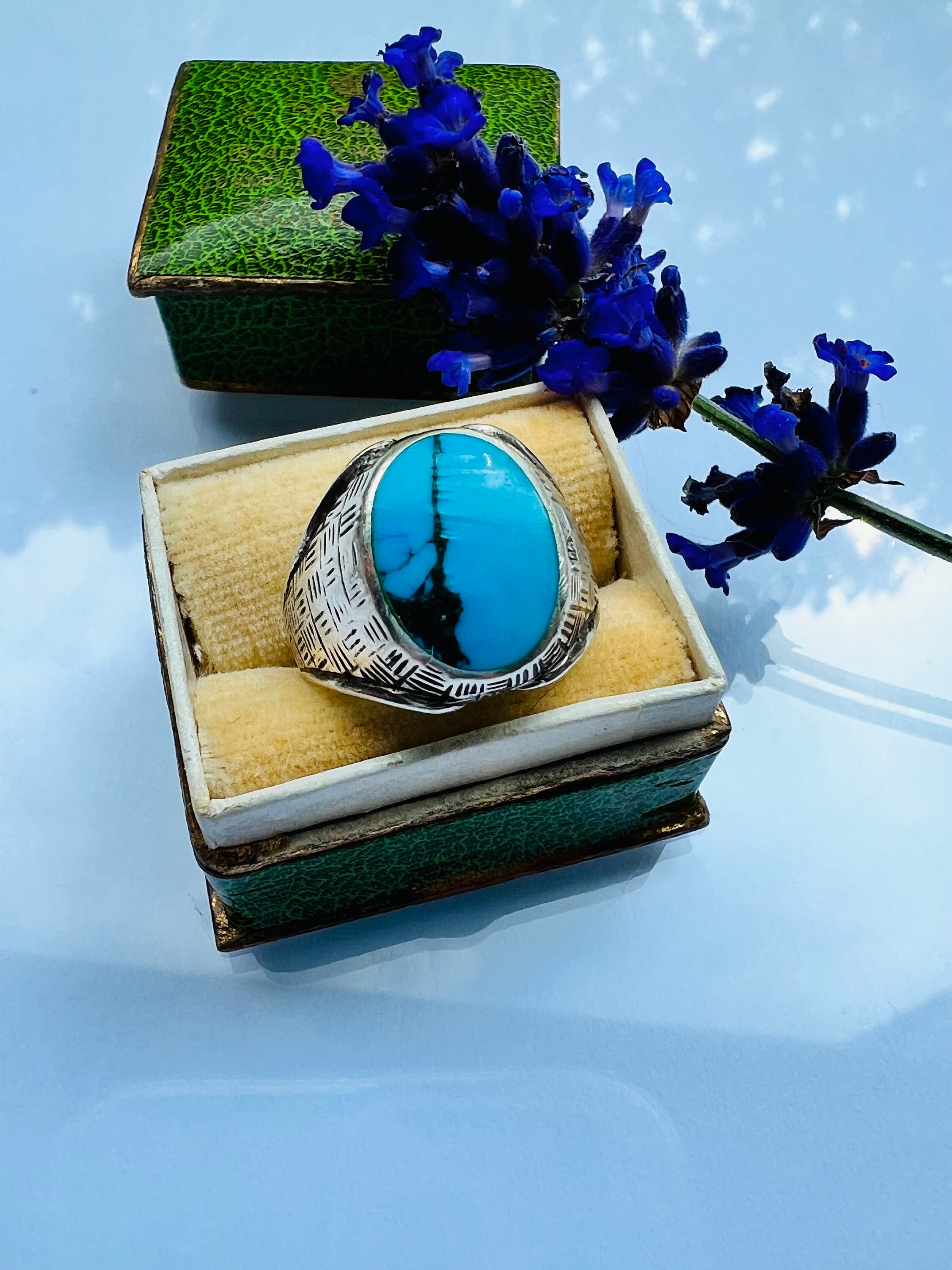 NA Sterling Silver925 Ring Set With Turquoise. Native