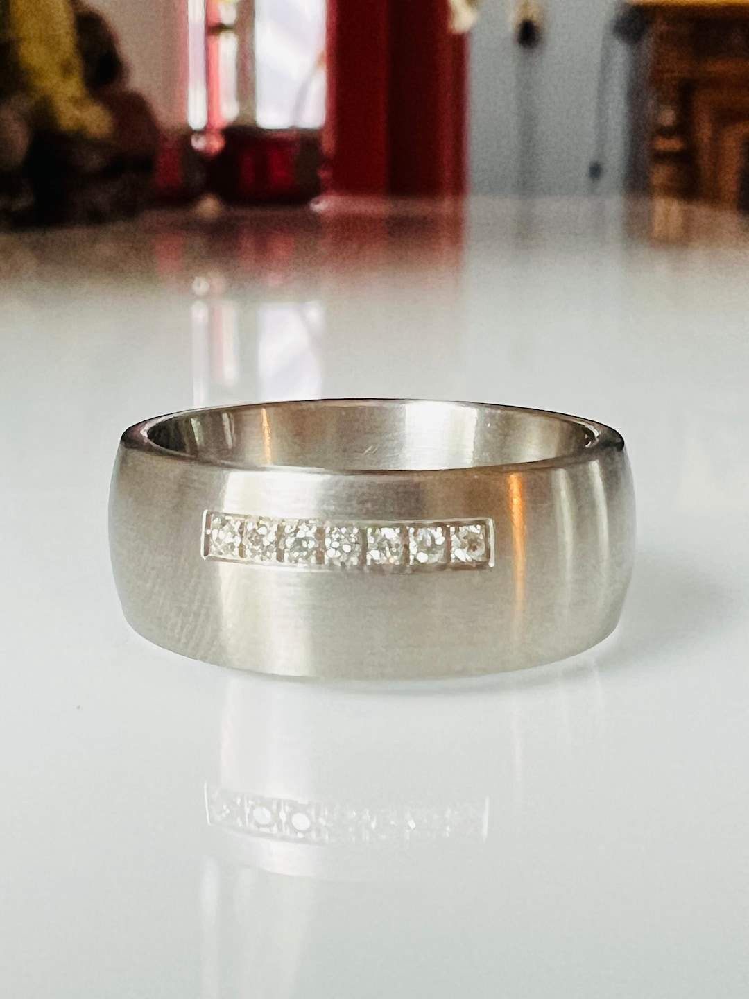 Diamond Ring. Xen Ring With 7 Real Natural Diamonds 0.01 Carat Each One 0.01 Carat, Vvsi Jewelry