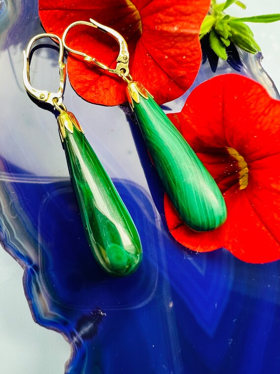 Malachite & Diamond Alligator Vertebrae Drop Earring