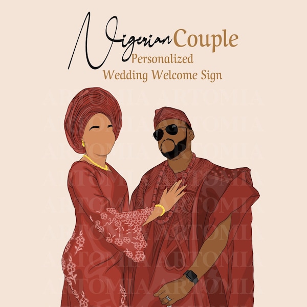 Personalized Nigerian Couple Yoruba Printable Wedding sign - Nigerian Wall Art - Traditional Wedding Card - African Wedding Invite