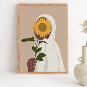 Black Hijabi Girl Wall Art | Muslimah Woman Art | African American Muslim Woman | Islamic Faceless Portrait | Black Woman Decor