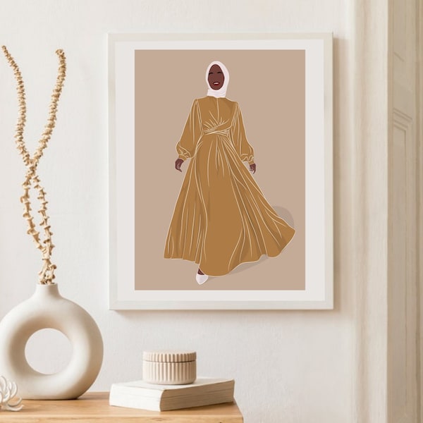 Black Muslimah Wall Art | Muslim Woman Art | African American Muslim Woman | Islamic Art | Faceless Portraits