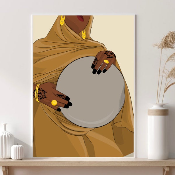 Daluka - Sudaniya Minimal Art Print, Sudan Wall Art, moderne kunst, Afrikaanse posterprint