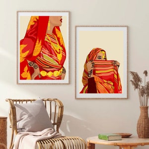 Set of 2 Somali Woman Wall Art | Somali Woman Print | African Art Poster | Somali Dirac Wearer | East African Decor | Somali Dirac Print