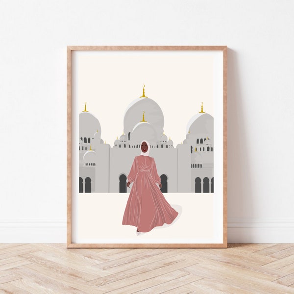 Black Hijabi Girl | Muslimah Woman Wall Art | African American Muslim Woman | Islamic Wall Art | Faceless Portraits | Black Woman Art