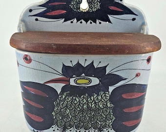 Royal Copenhagen Beth Breyen Tenera Series Salt Box Crazy Bird Wooden Lid