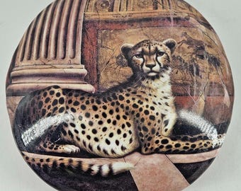 Ceramic Lidded Candy Trinket Box Pompeii Cheetah Elaine Vollherbst Baum Bros
