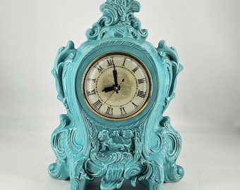Vintage Rococo Renaissance Empire French Style ceramic Mantle Plug in Clock