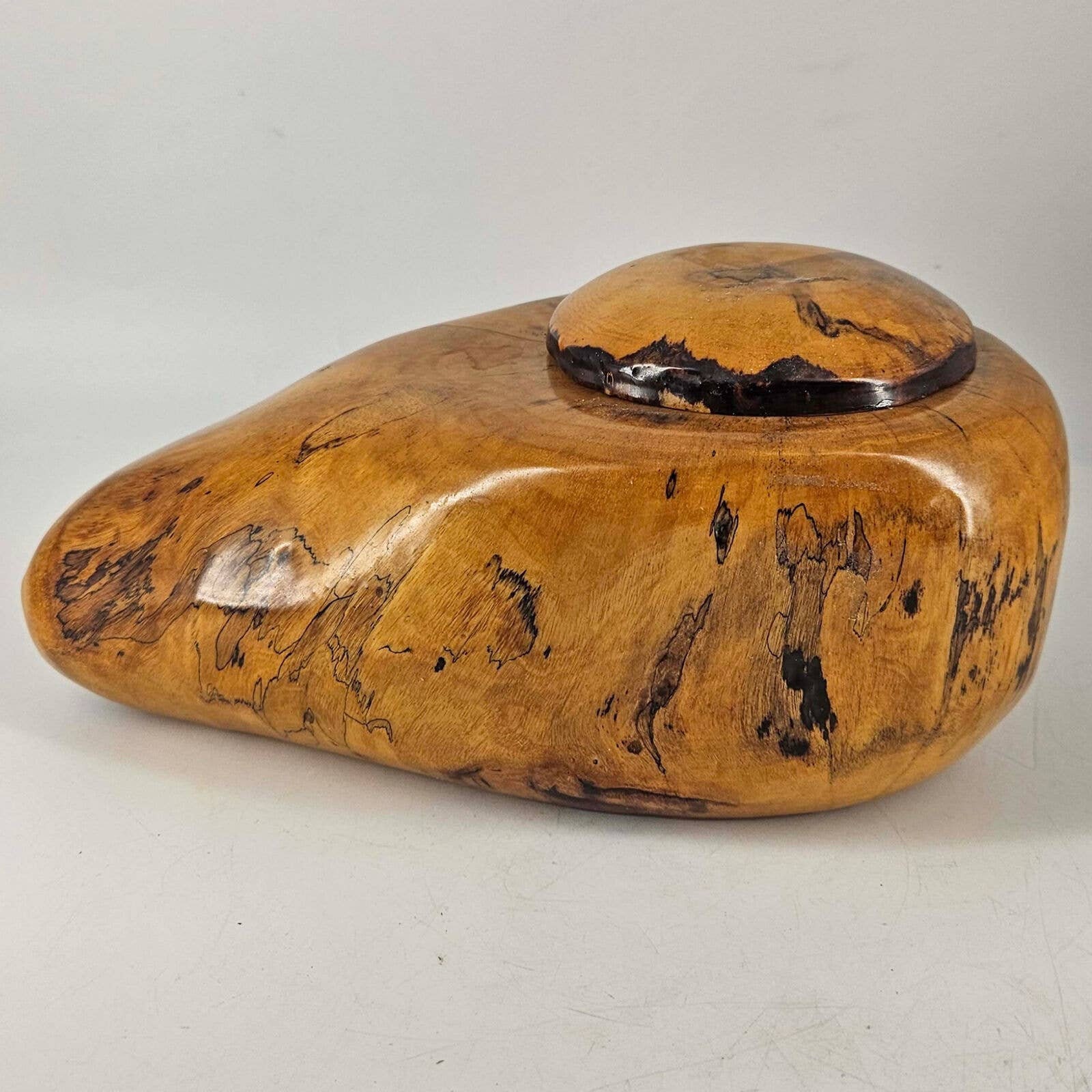 Vintage Mid Century Solid Burl Wood Burlwood Free Form Secret Box W Lid ...