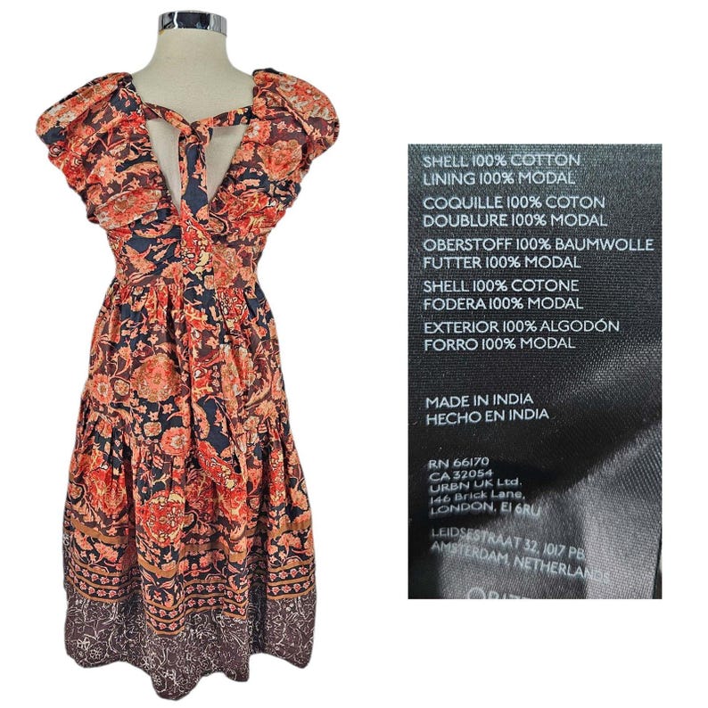 Anthropologie tiered floral boho Printed V Neck Babydoll Dress 0 XS S NWT Bild 4
